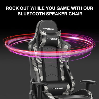 Gaming Chair With Bluetooth Speakers And Footrest Blue