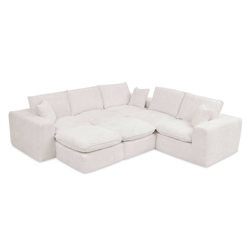 Modern Boucle L-Shaped Sectional Sofa with Two Moveable Ottomans,