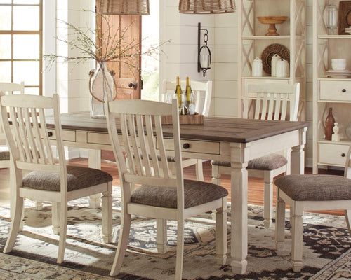 Bolanburg Farmhouse Dining Table Drawers Whitewash Seats 6