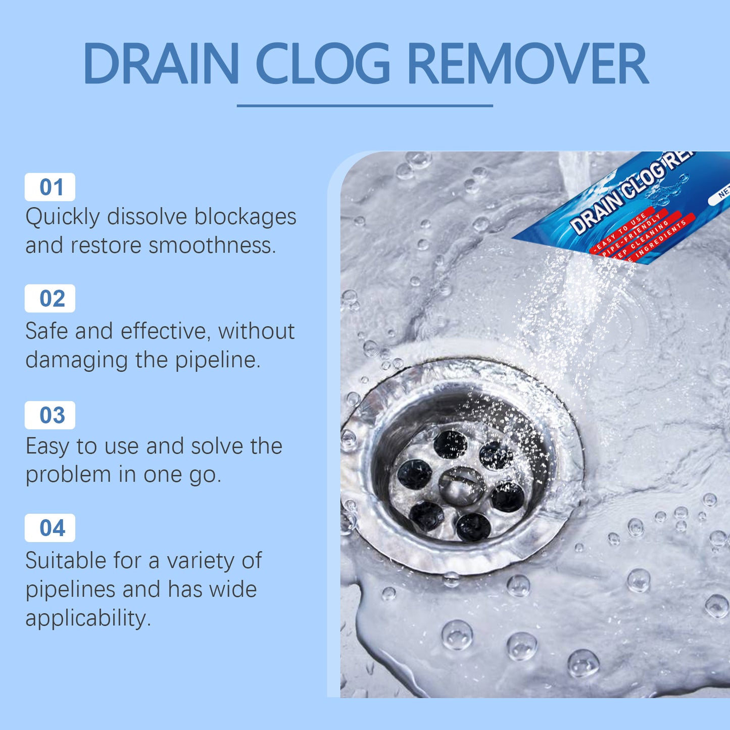 Drain Dredge Cleaning Powder Kitchen Bathroom Sewer Pipe Clean Decontamination Leave Fragrance Clean