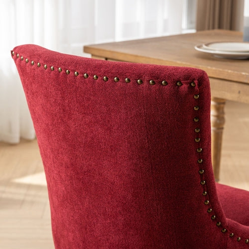 Ultra Side Dining Chair, Thickened Fabric with Solid Wood Legs and
