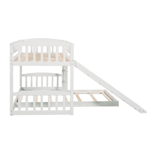 Twin Over Twin Bunk Bed with Slide and Ladder, White