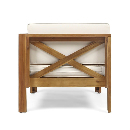 ALCOVE L-Shape Sofa Set Beige Acacia Wood with Water-Resistant