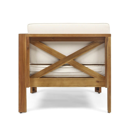 ALCOVE L-Shape Sofa Set Beige Acacia Wood with Water-Resistant