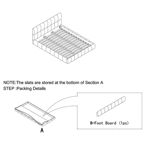 Upholstered Bed Frame with Thick Chenille Fabric, Grounded Platform