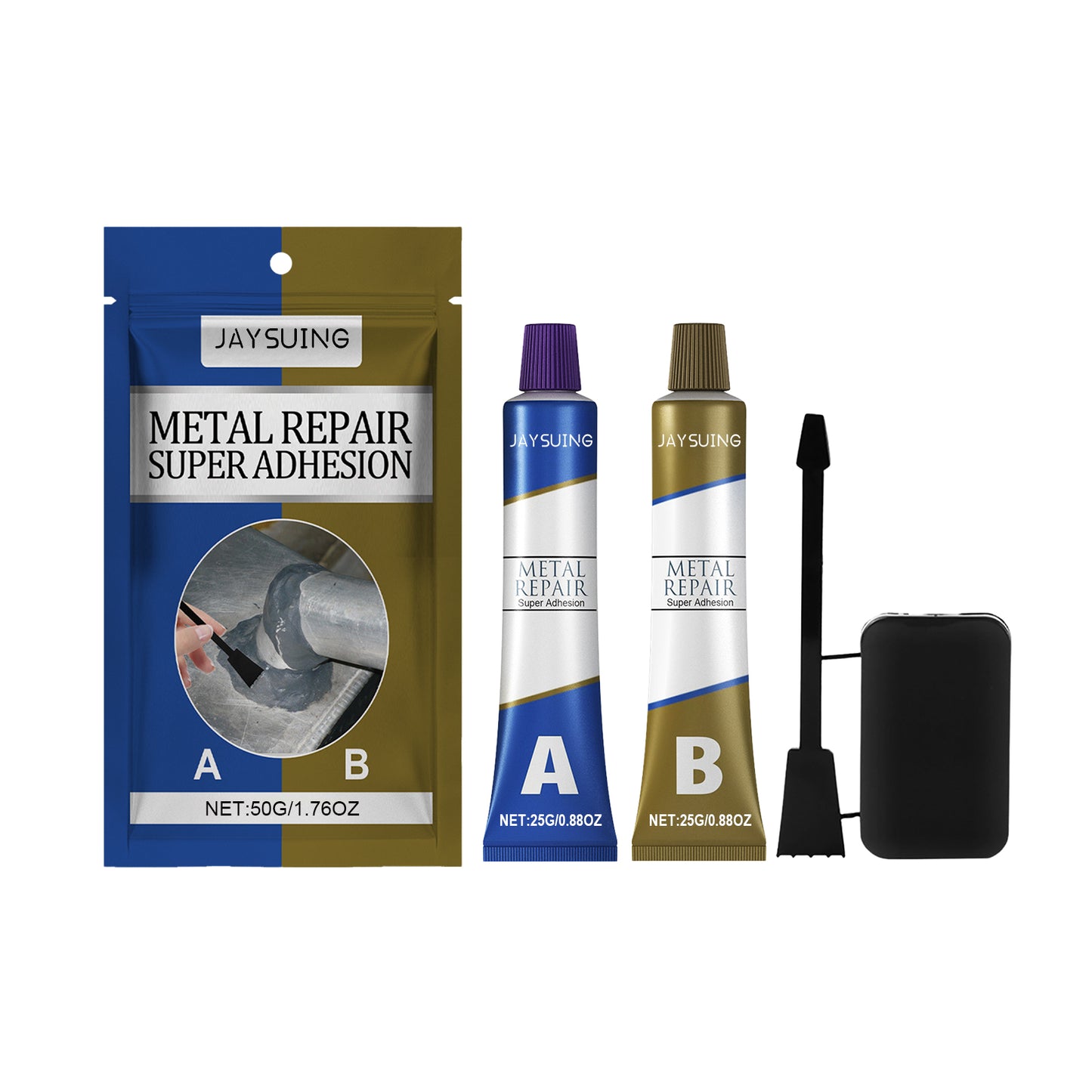 Jaysuing Metal Repair Glue 50g, Box Cast Iron Sealant Ab Glue Anti-Repair Agent For Leak Sealing And Metal Bonding