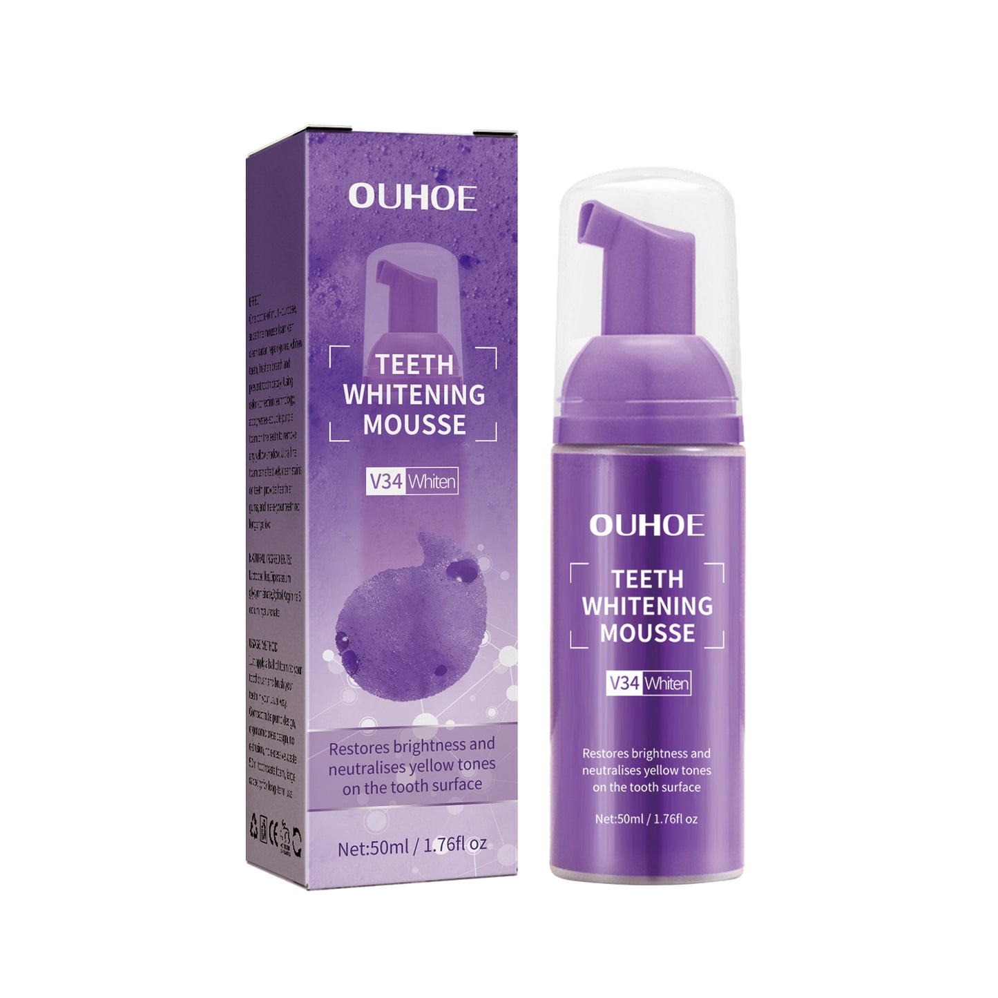 OUHOE Teeth Whitening Mousse Toothpaste, Mouth Cleaning Remove Dirt Yellow Teeth Care Fresh Breath Whitening Teeth Toothpaste