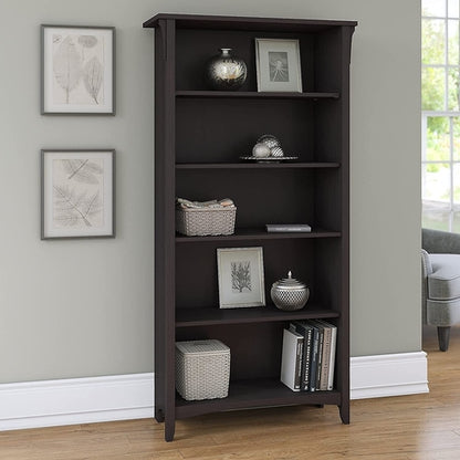 Vintage Black Bookcase With Adjustable Shelves For Home
