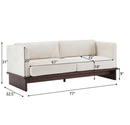 77" Modern Boucle Sofa – 3-Seater Upholstered Couch with Solid Wood