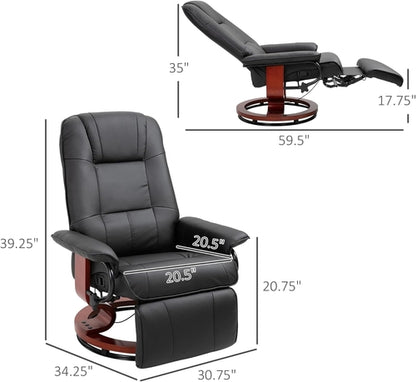 Manual Recliner Chair With Footrest And Swivel Base