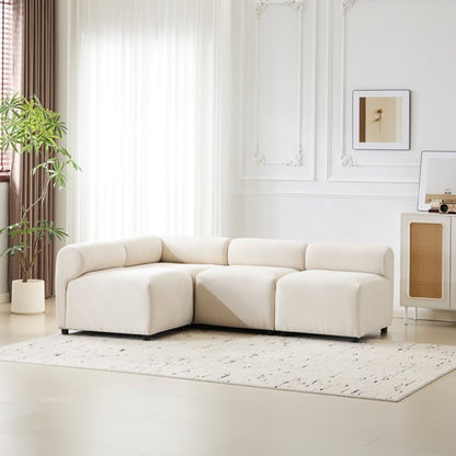 Modular Chenille Sectional Sofa – Modern Curved Upholstered Couch for