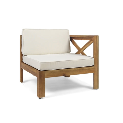 ALCOVE L-Shape Sofa Set Beige Acacia Wood with Water-Resistant