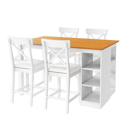 60'Lx30'W Solid Wood Farmhouse Counter Height Dining Table Set with