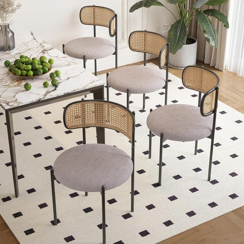 Gray Rattan Back Mid Century Dining Chairs Set Of 2