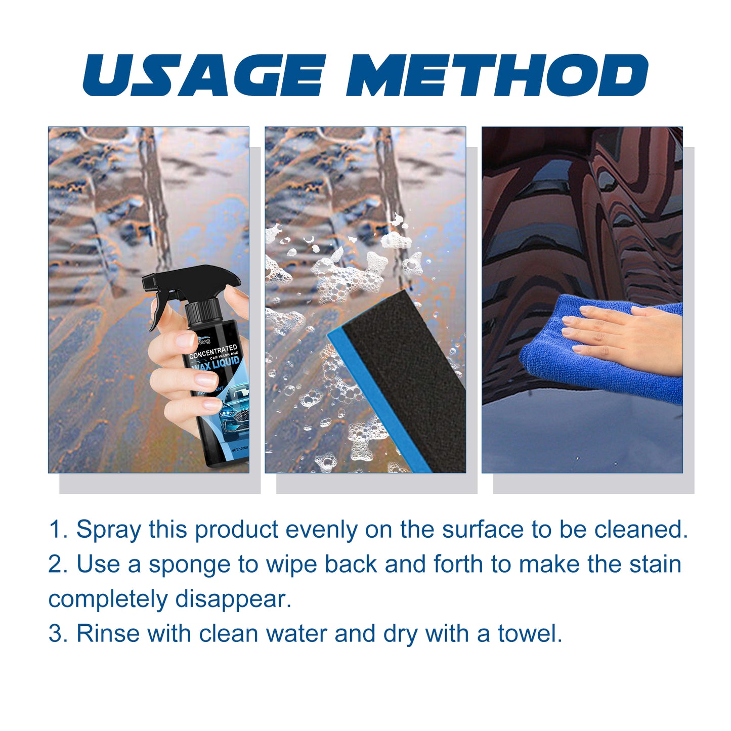 Concentrated Car Wash And Wax Liquid, Car Cleaning Car Paint Coating Tire Decontamination Reconditioning Cleaning Fluid