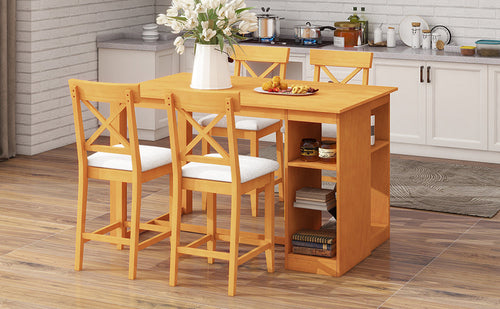 60'Lx30'W Solid Wood Farmhouse Counter Height Dining Table Set with