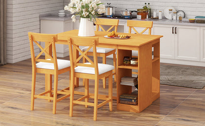 60'Lx30'W Solid Wood Farmhouse Counter Height Dining Table Set with