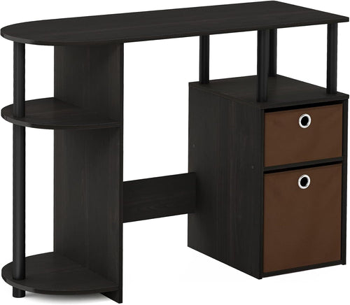 Jaya Brown Computer Study Desk With Storage Bins And Shelf