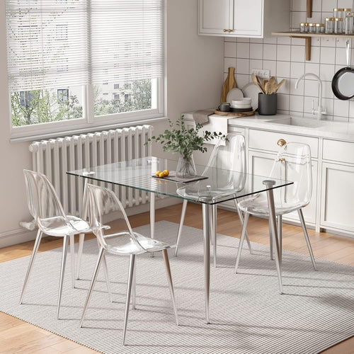 Clear Acrylic Dining Chairs Set Of 4 With Metal Legs