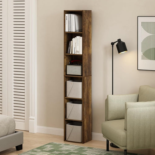 Amber Pine Six Tier Open Shelf Bookcase Home Office Storage