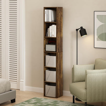 Amber Pine Six Tier Open Shelf Bookcase Home Office Storage