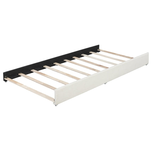 Queen Size Upholstered Platform Bed with Brick Pattern Headboard and