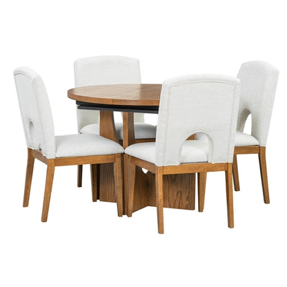 Modern 5-Piece Extendable Round Dining Table Set with 16.2inch