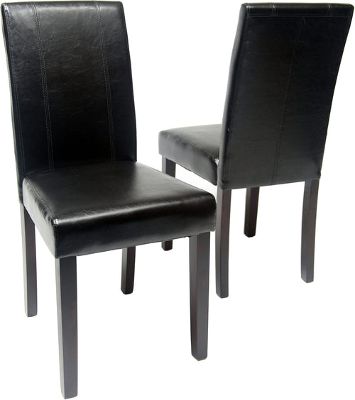 Parson Chair Leatherette Padded Black Urban Set Of 2