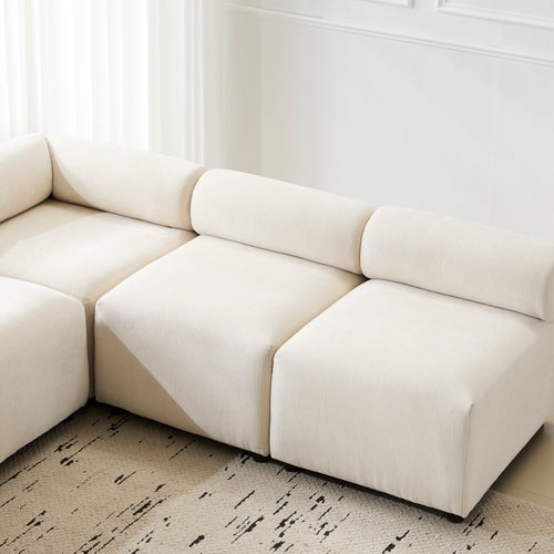 Modular Chenille Sectional Sofa – Modern Curved Upholstered Couch for
