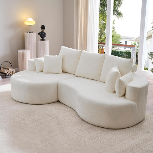 106" Curved Boucle Cloud Sectional Sofa with Chaise Lounge – 2-Piece