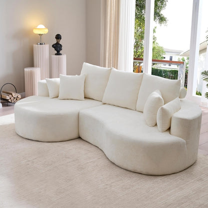 106" Curved Boucle Cloud Sectional Sofa with Chaise Lounge – 2-Piece