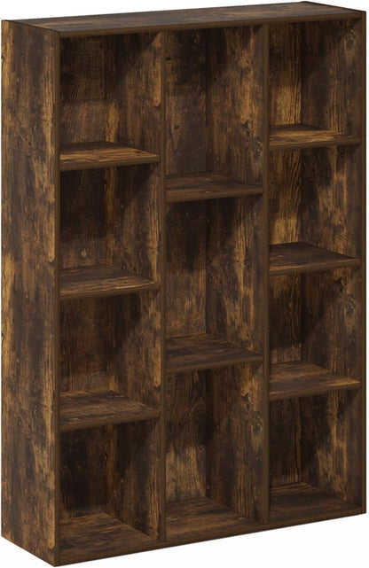 Luder 11-Cube Amber Pine Bookcase For Living Room Storage