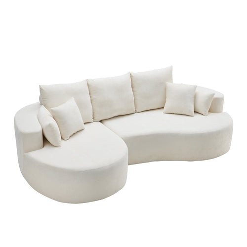 106" Curved Boucle Cloud Sectional Sofa with Chaise Lounge – 2-Piece
