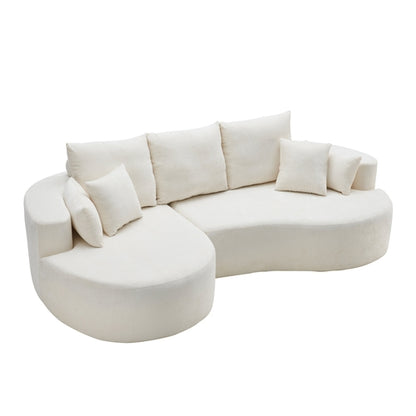 106" Curved Boucle Cloud Sectional Sofa with Chaise Lounge – 2-Piece