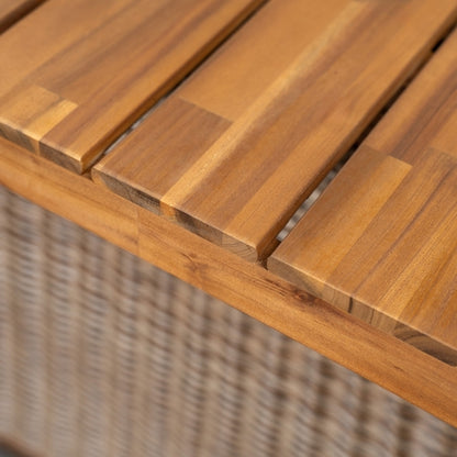 Outdoor Acacia Wood Dining Table, Teak Finish with Wicker
