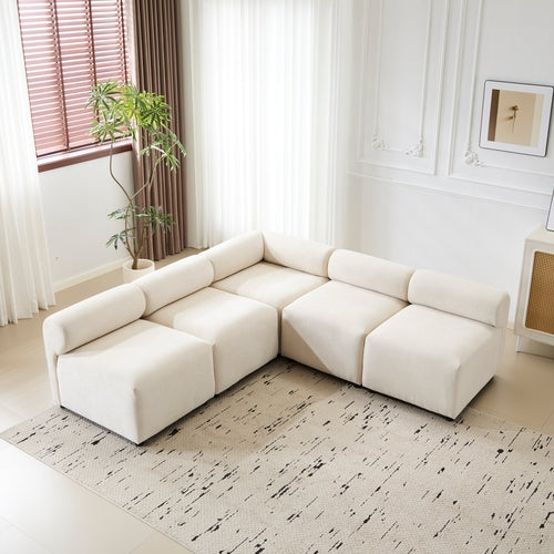 Modular Chenille Sectional Sofa – Modern Curved Upholstered Couch for