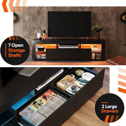 63 Inch TV Stand, LED Entertainment Center for 60 to 70 Inch TV,