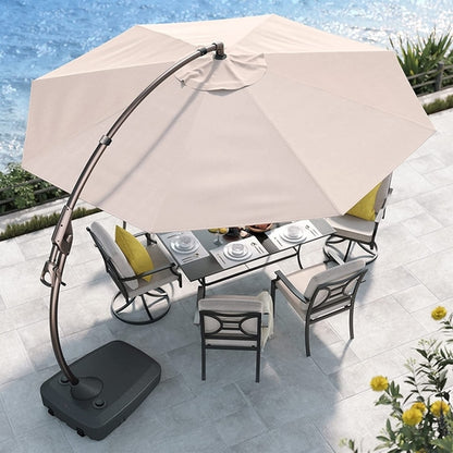 11ft Cantilever Umbrella With Base Champagne Aluminum Outdoor Patio