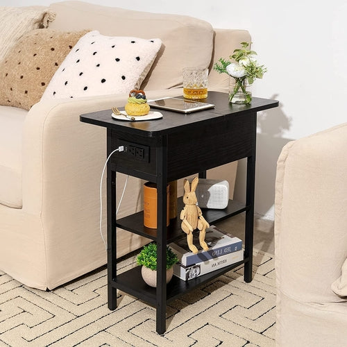 Slim Charging End Table With USB Ports And Outlets