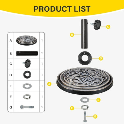 Heavy Duty 24 Pound Bronze Umbrella Base Patio Garden Stand For