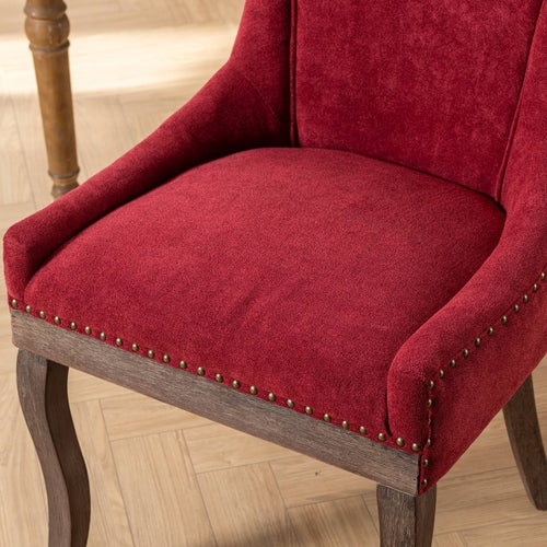 Ultra Side Dining Chair, Thickened Fabric with Solid Wood Legs and