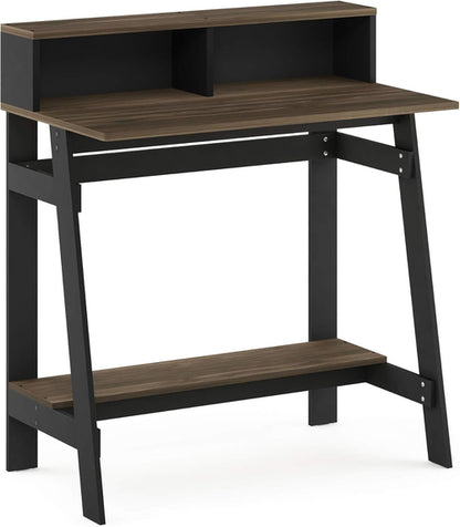 A Frame Computer Desk with Hutch Storage in Columbia Walnut