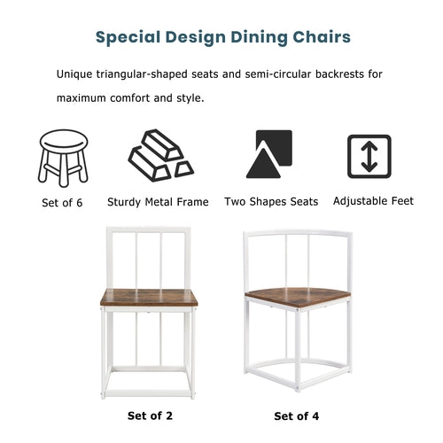 Modern 7-Piece Dining Table Set with Faux Marble Compact 55Inch