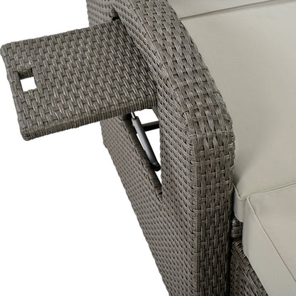 Outdoor Chaise Lounge Rattan White with Adjustable Design for Patio,