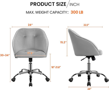Velvet Desk Chair, Makeup Vanity Chair with Adjustable Tilt Angle,