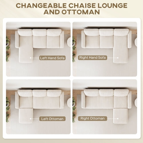 Sectional Sofa, L Shaped Couch, with Reversible Chaise or Ottoman,
