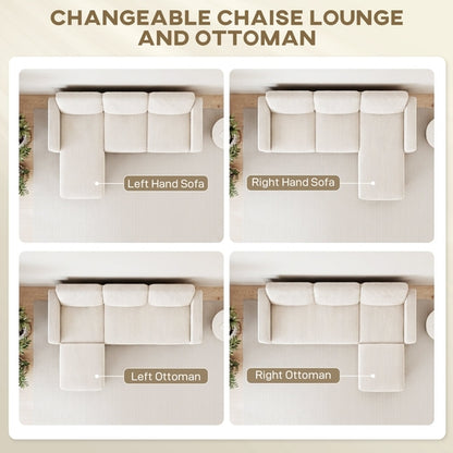 Sectional Sofa, L Shaped Couch, with Reversible Chaise or Ottoman,