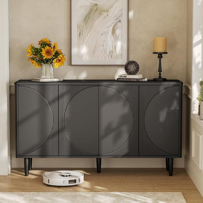 Modern 59-Inch Walnut Sideboard Buffet Table With Storage
