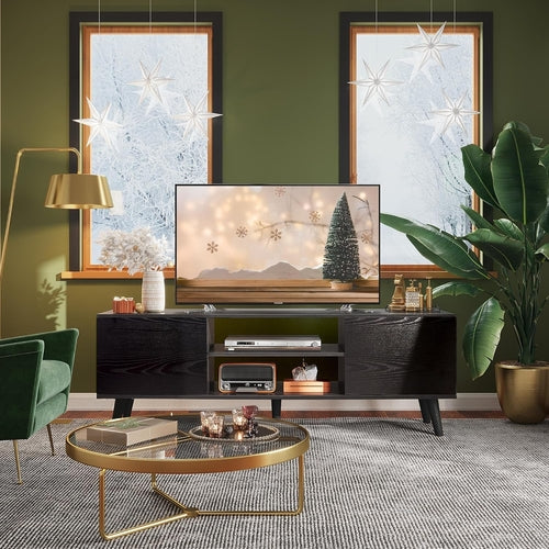 TV Stand 55 To 60 Inch With Storage Cabinets Sturdy