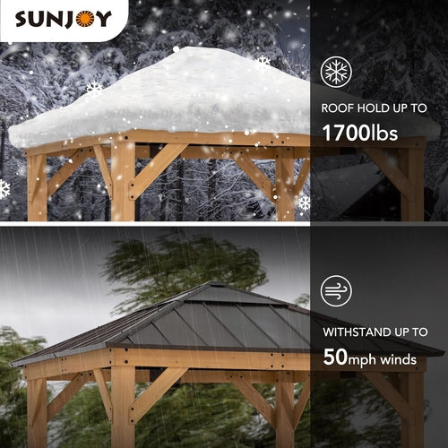 9x9 Cedar Framed Hardtop Gazebo Outdoor Patio Garden Shade